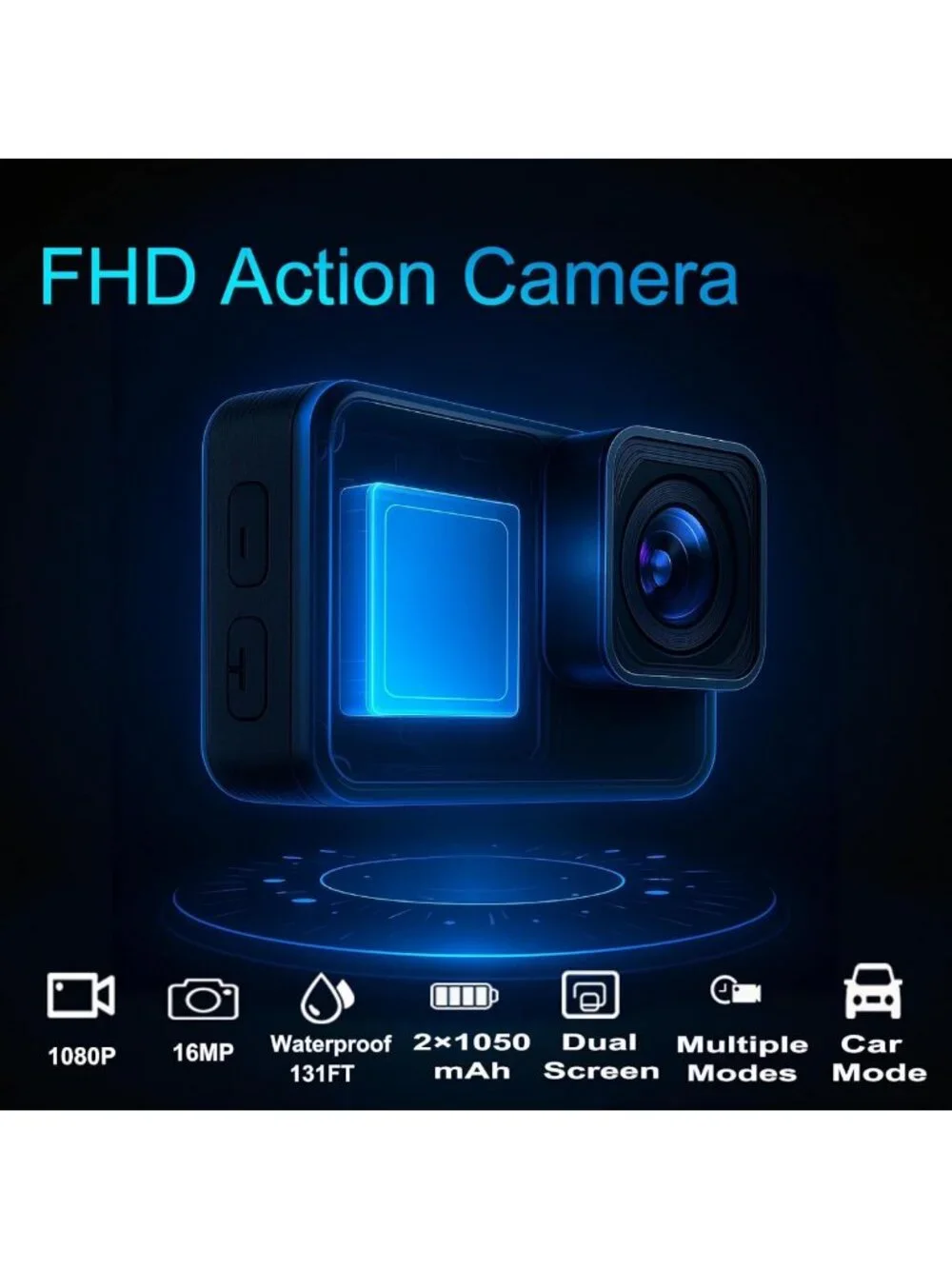 Waterproof Dual Screen Action Camera 1080P 16MP - Perfect for Adventure & Travel